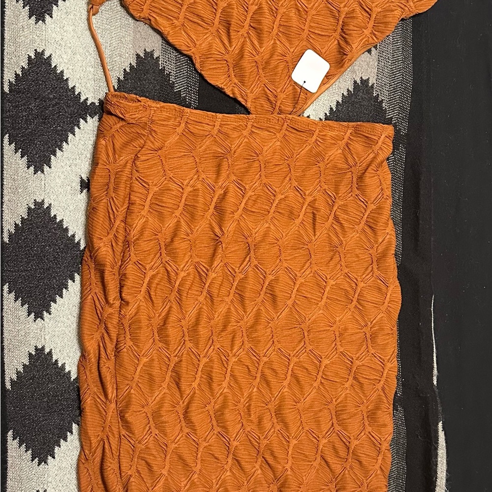 Fashion Nova Orange Textured Dress